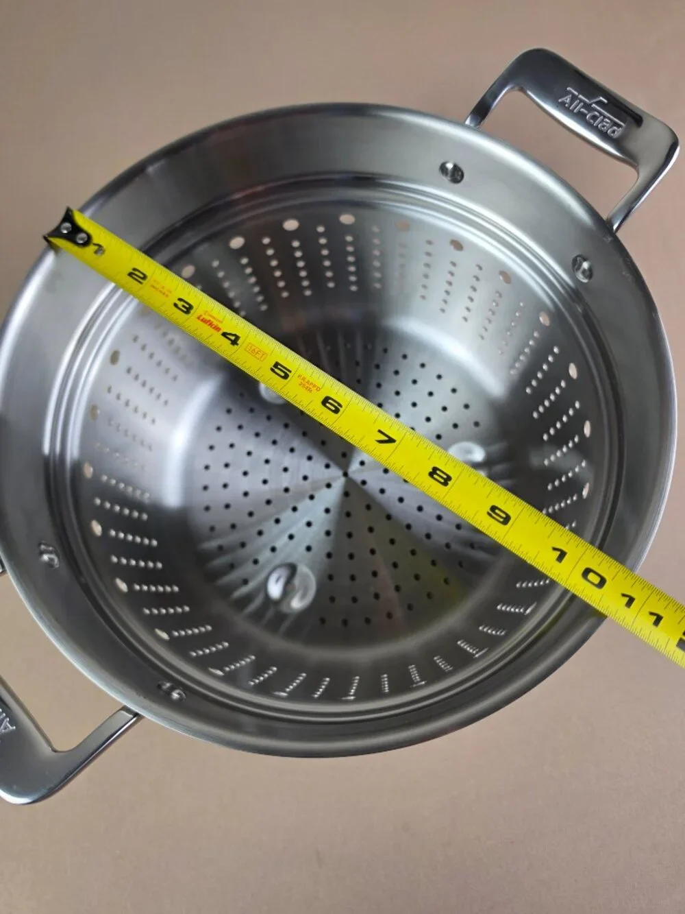 All-Clad 7 Quart Stainless Steel Pasta Strainer Collander Stockpot Insert